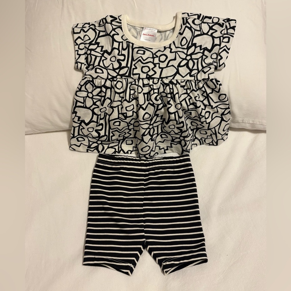 Hannah Anderson Floral Top and Striped Shorts Set